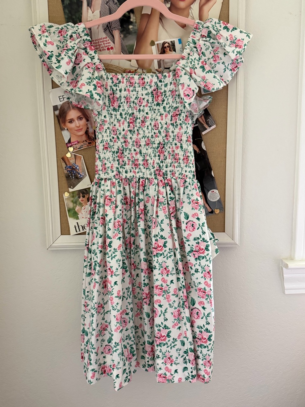 Cute Floral Smocked Dress with Ruffle Sleeves